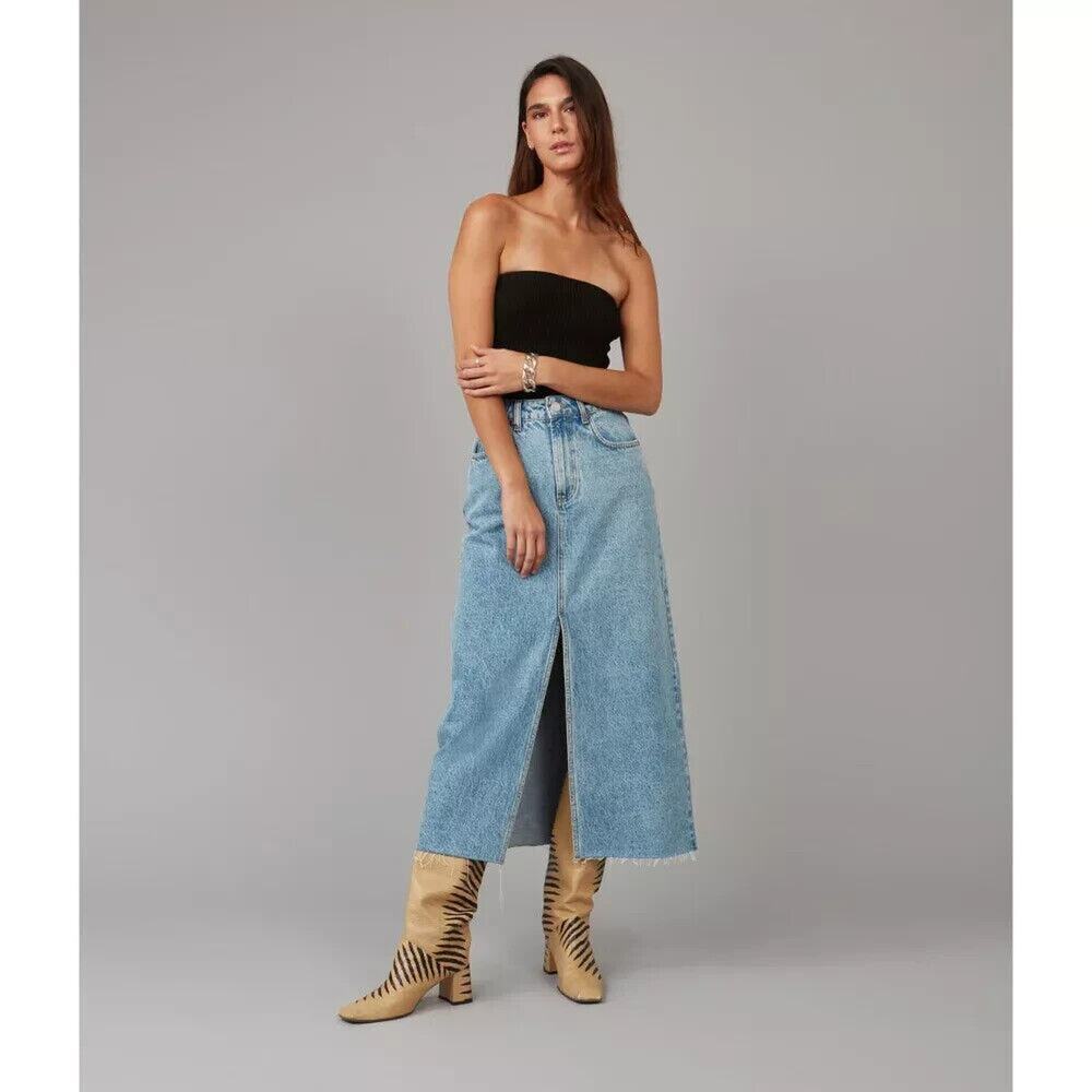 Lola Jeans High Rise Denim Maxi Skirt HALSTON-VIB Size‎ XL